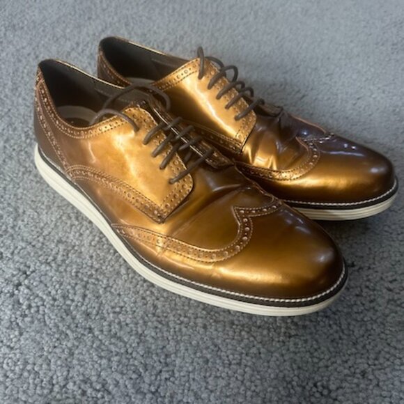 Cole Haan Øriginal Grand Wingtip Oxford shoes - Metallic Bronze Patent - Sz. 12 - Picture 2 of 9